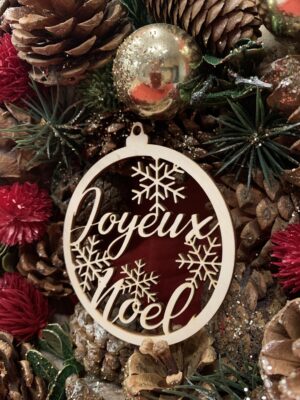 Boule de Noel Joyeux Noel bois