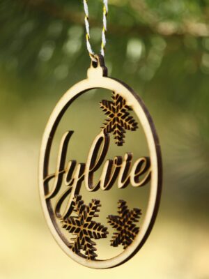 boule de noel flocon design bois