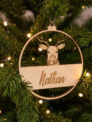 Boule de noël personnalisable rennes sapin