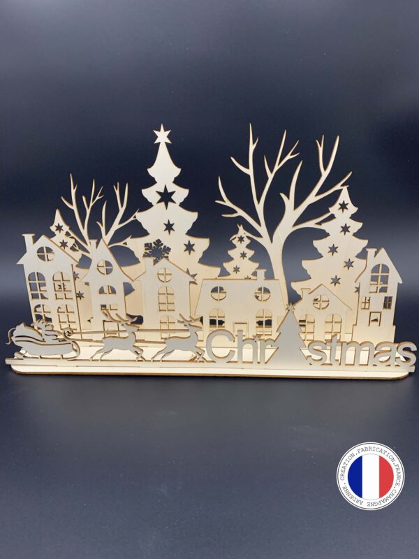 scene village noel design bois