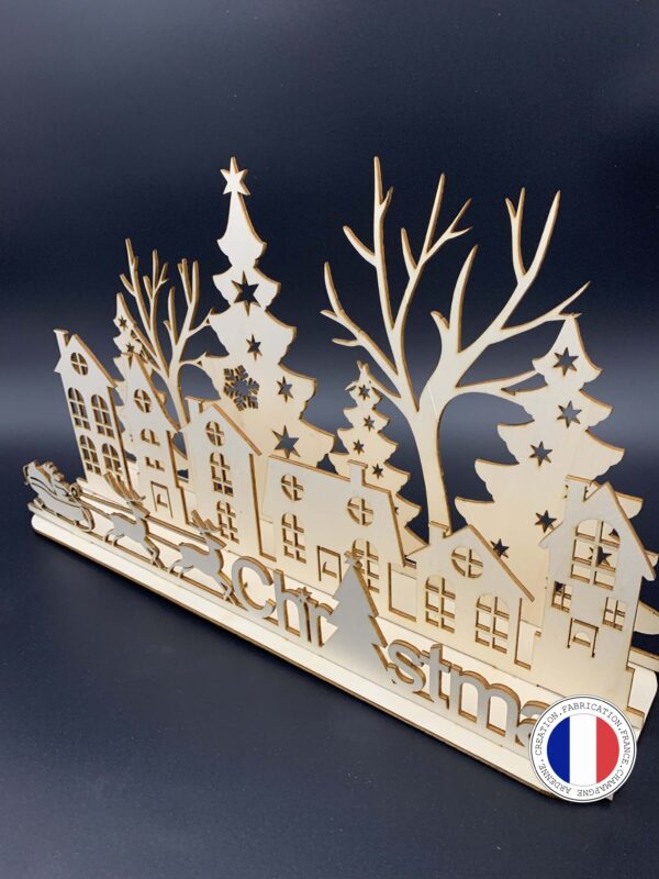 scene village noel design bois