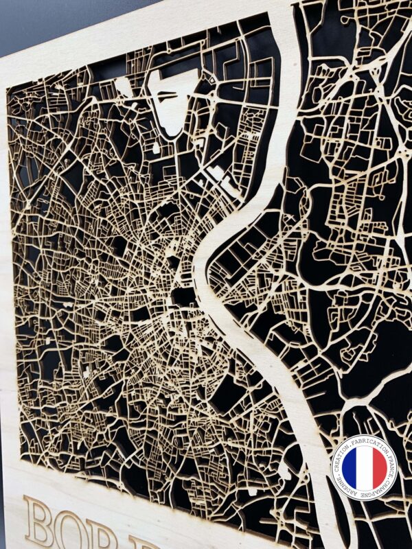 LASER PLAN DE VILLE MAP TABLEAU DECO BOIS