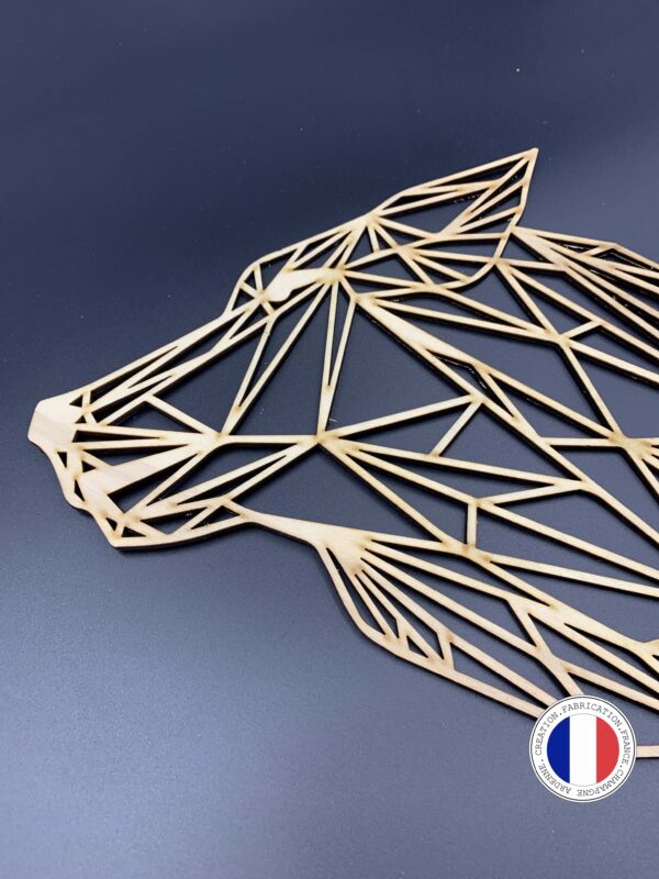 Loup tete profil design en bois