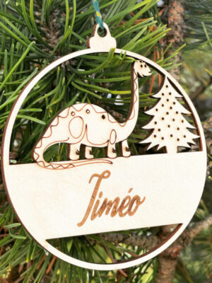 Boule de Noël personnalisée Dinosaure e