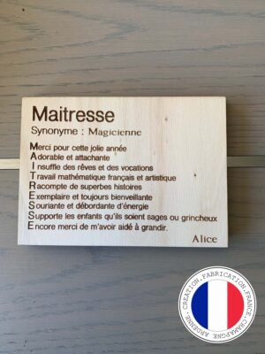 Cadeau maitresse-maitre remerciement