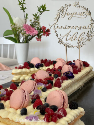 cake topper fleur anniversaire bois personnalisé
