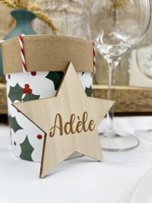 Porte-nom étoile en bois pour Noël