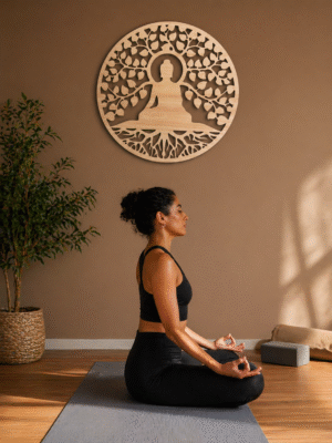 Décoration murale Bouddha arbre de vie bois – ambiance zen yoga