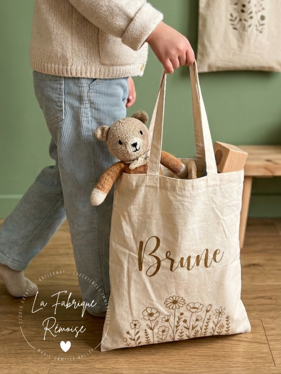 Totebag coton écru personnalisé gravé | La Fabrique Rémoise